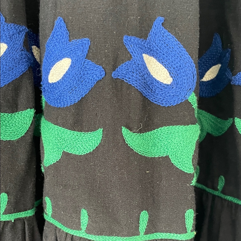 Roller Rabbit Black Maxi Dress with Blue and Green Accents - Picture 3 of 4